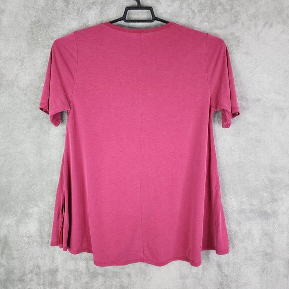 Womens Pink LuLaRoe Simply Comfortable Top Blouse Short Sleeve Round Neck Size L - Picture 5 of 8